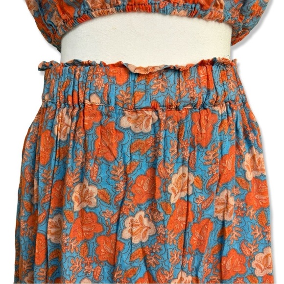 SUNDRY Anthropologie Saanvi Floral Two Piece Crop Top and Boho Skirt - Picture 5 of 8